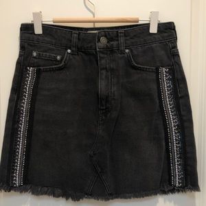 Free People Embellished Denim Skirt